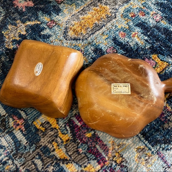 2 Vintage Monkey Pod Boho Wood Bowls - Picture 5 of 12